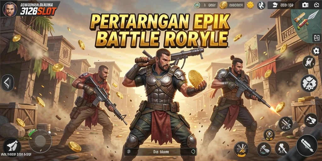 Screenshot gameplay 3126SLOT menampilkan aksi seru dalam pertempuran Battle Royale.