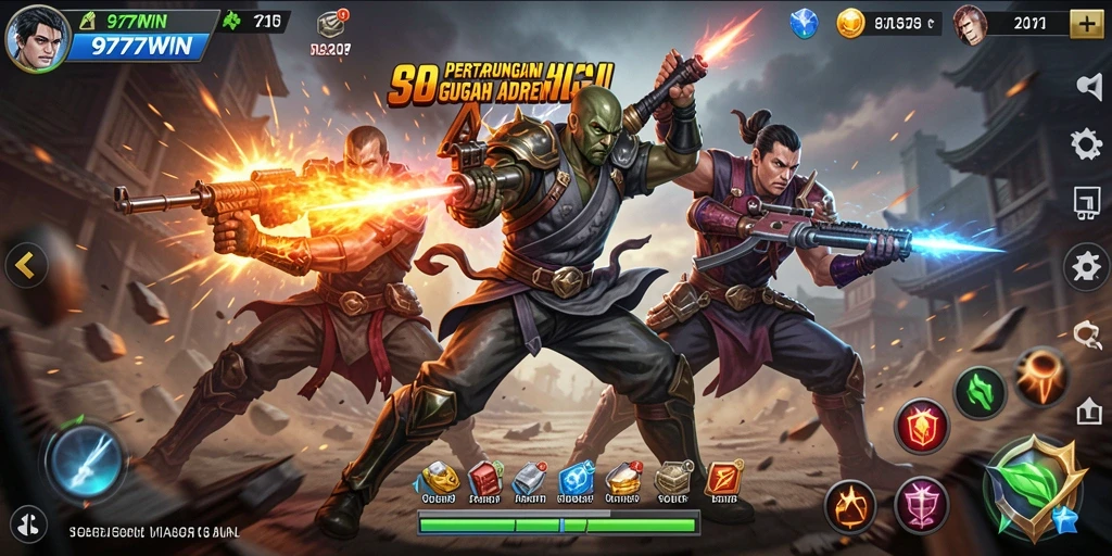 Screenshot gameplay dari pertarungan seru dalam 9777WIN.