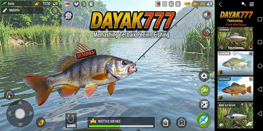 Tampilan gameplay DAYAK777 dengan aksi memancing yang menarik.