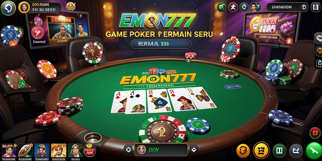 Tampilan utama EMON777 menampilkan gameplay Poker yang seru dan interaksi sosial.