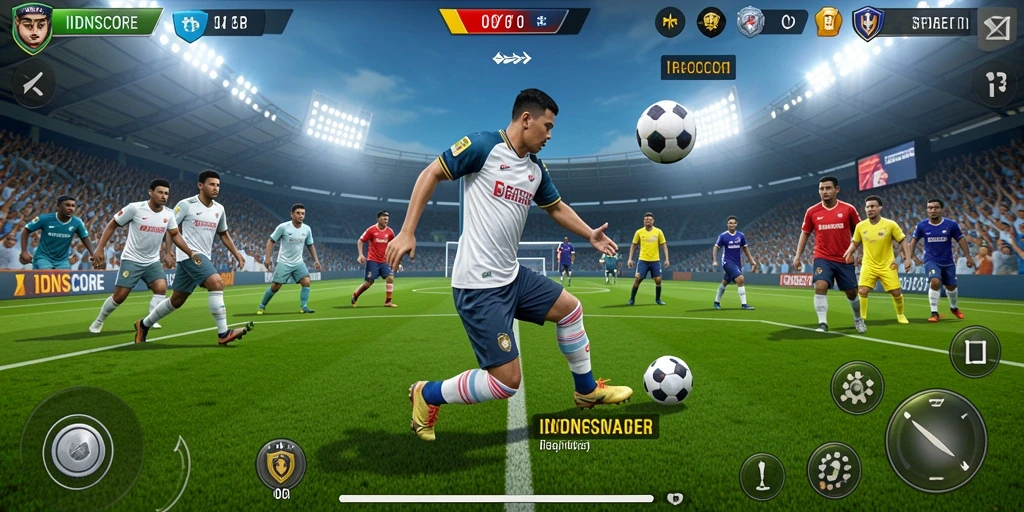 Screenshot gameplay IDNSCORE dengan aksi mendebarkan dari berbagai olahraga.