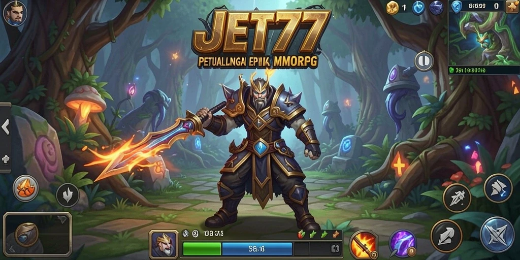 Gameplay JET77 yang menampilkan pertarungan epik antara pemain dan monster.