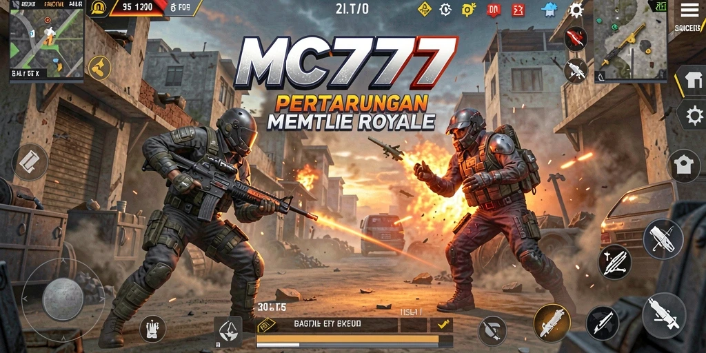 Gameplay seru dari MC777 dalam pertarungan Battle Royale.