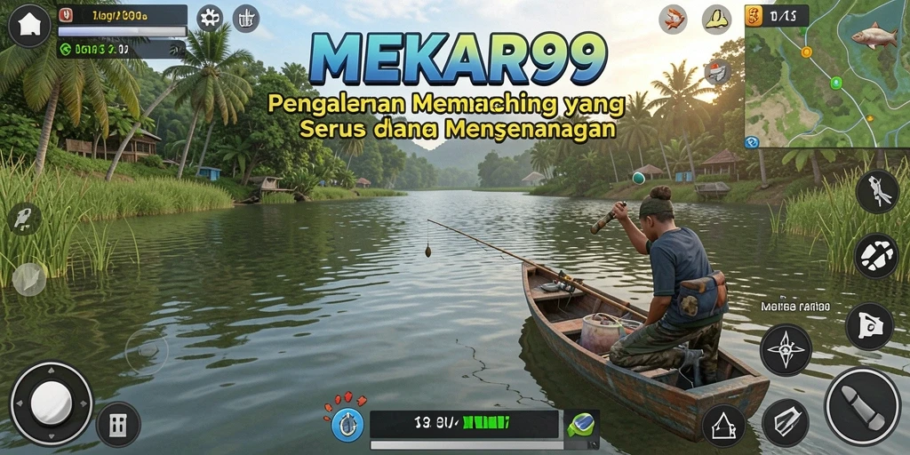 Screenshot permainan MEKAR99 yang menunjukkan teknik memancing yang asyik.