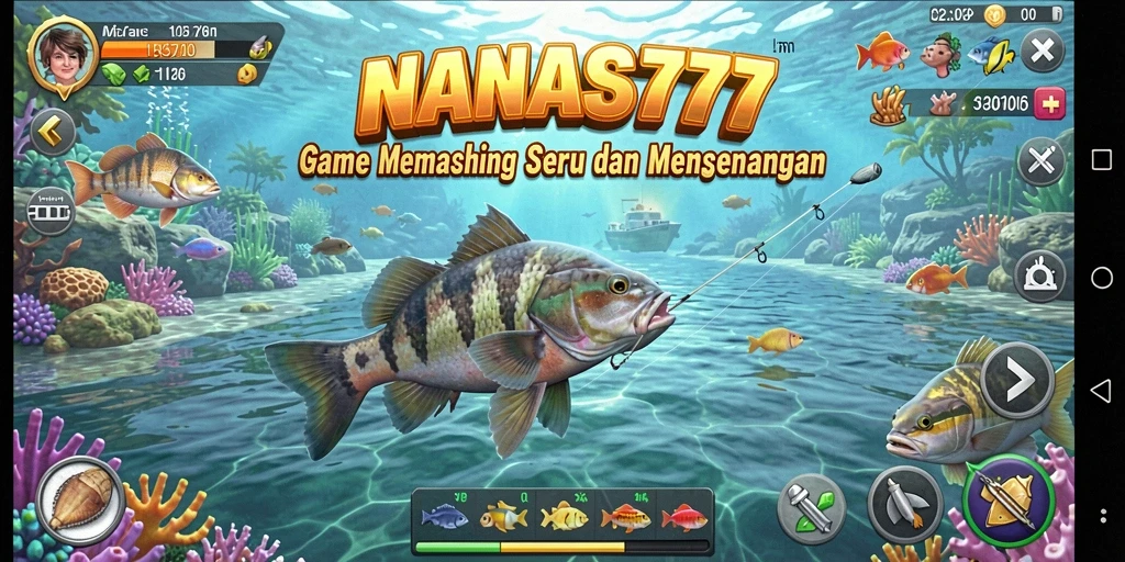 Tampilan gameplay NANAS777 dengan aksi memancing yang mendebarkan.