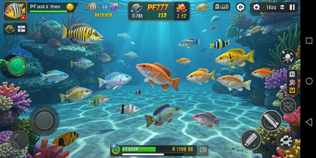 Tampilan dinamis game Tembak Ikan yang penuh aksi.