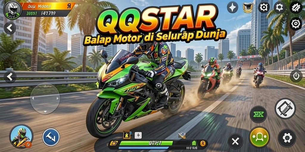 Gameplay seru balap motor di QQSTAR.