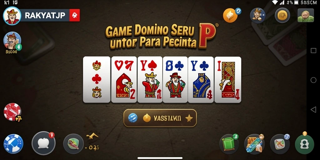 Screenshot utama RAKYATJP menampilkan gameplay Domino yang menarik dan berwarna.