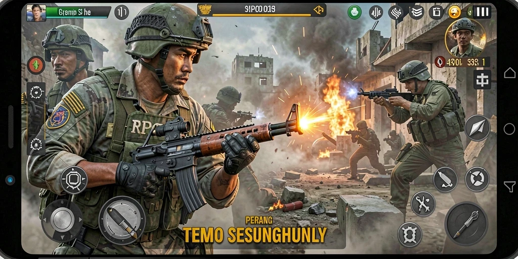 Gambaran gameplay RPOK yang penuh aksi dalam pertempuran TPS.