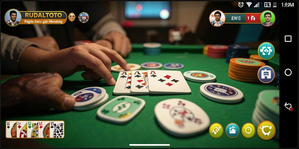 Tampilan gameplay RUDALTOTO yang penuh semangat dalam permainan Gaple.