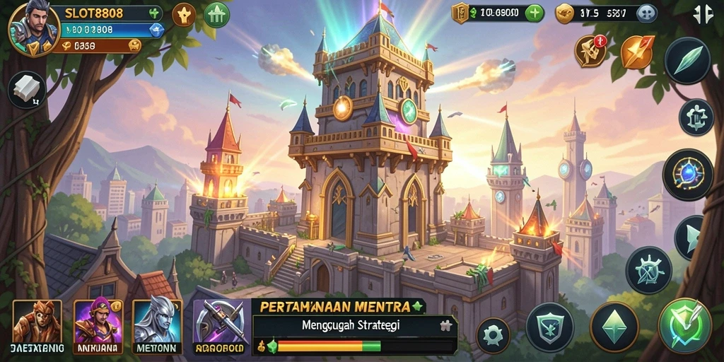 Tampilan gameplay SLOT8808 menunjukkan strategi menara yang mendebarkan.