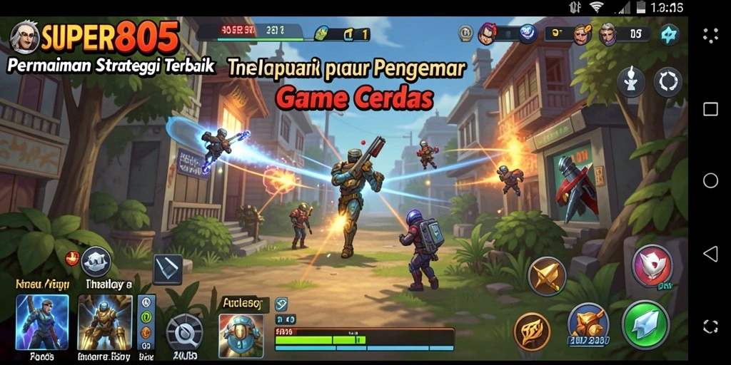 Tangkapan layar gameplay SUPER805 menampilkan strategi pertempuran yang intens.