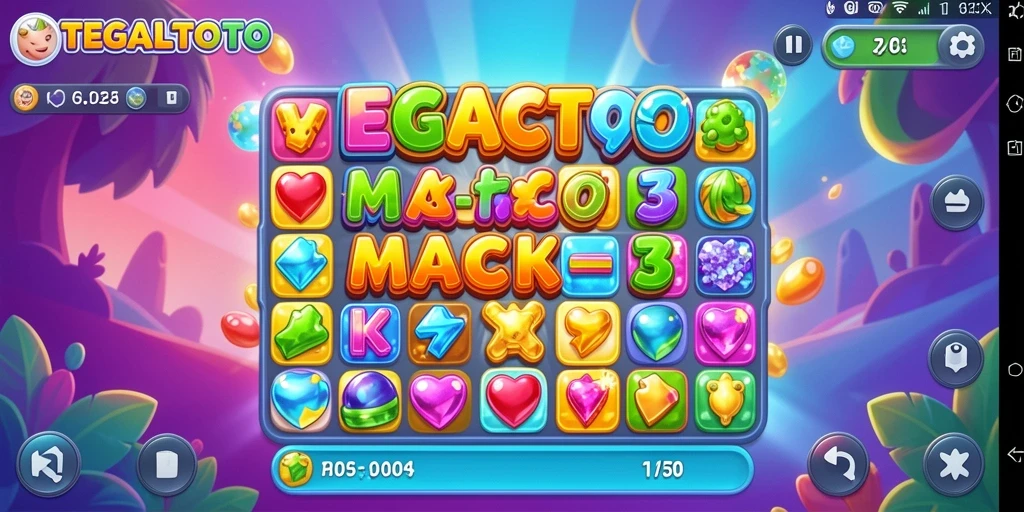 Screenshot gameplay TEGALTOTO yang menampilkan kombinasi simbol Match-3.