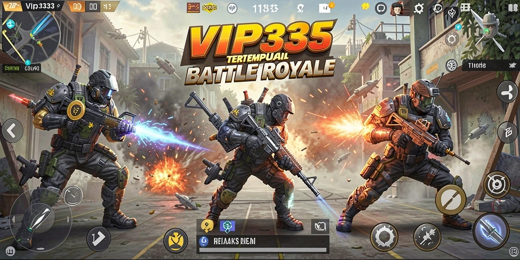 Tangkapan layar gameplay seru dalam pertempuran Battle Royale.